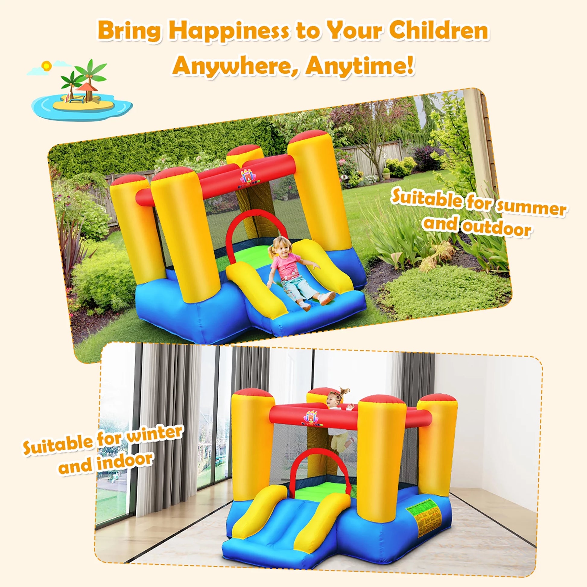 Inflatable Mighty Bounce House Castle Jumper Moonwalk Bouncer without Blower