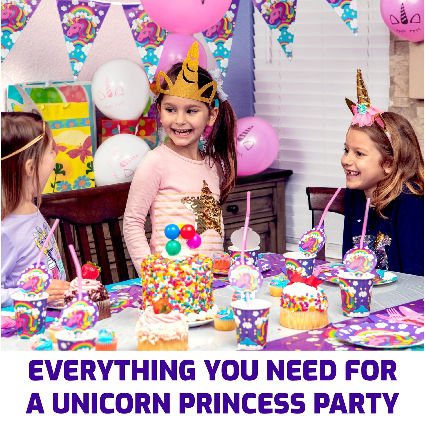 163Pk Unicorn Birthday Decorations and Party Favors for Girls