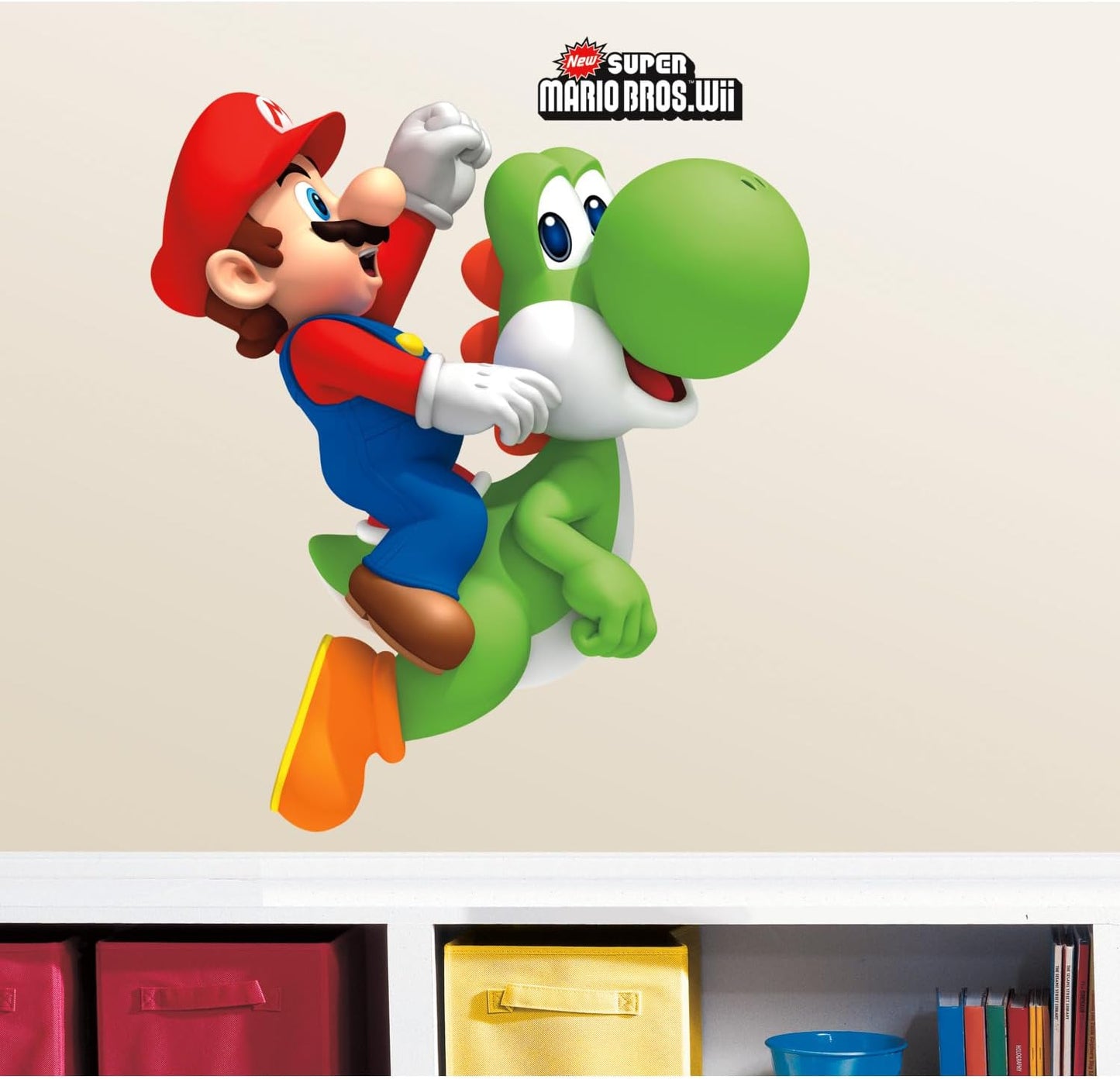 RMK1918GM Ninetendo Super Mario Bros. Yoshi and Mario Peel and Stick Giant Wall Decals 23" X 32"