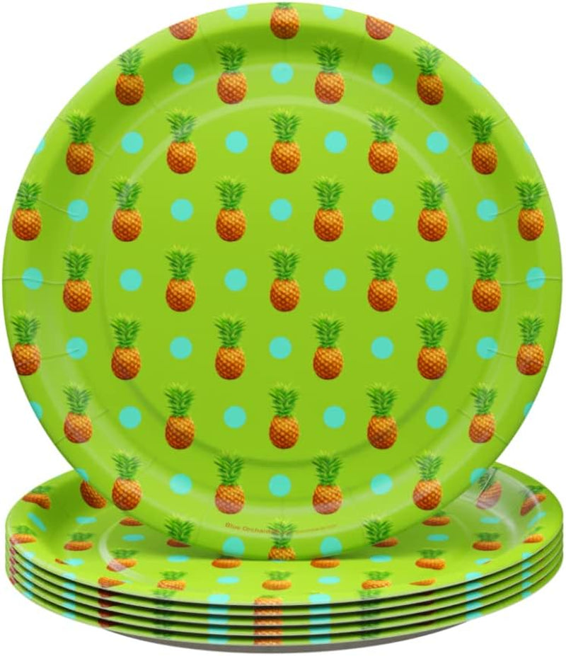 Pineapple Party Supplies Packs (100 Pieces for 16 Guests) - Hawaiian Party Decorations, Pineapple Party Decorations, Luau Party, Tropical Paper Plates, Pineapple Decorations for Party,