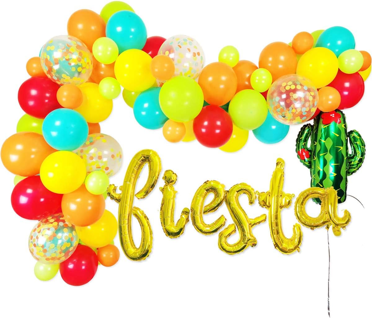 Fiesta Balloons Garland Kit Latex Balloons Balloon Arch Strip Set for Cactus Baby Shower Decorations Mexican Fiesta Party Decorations