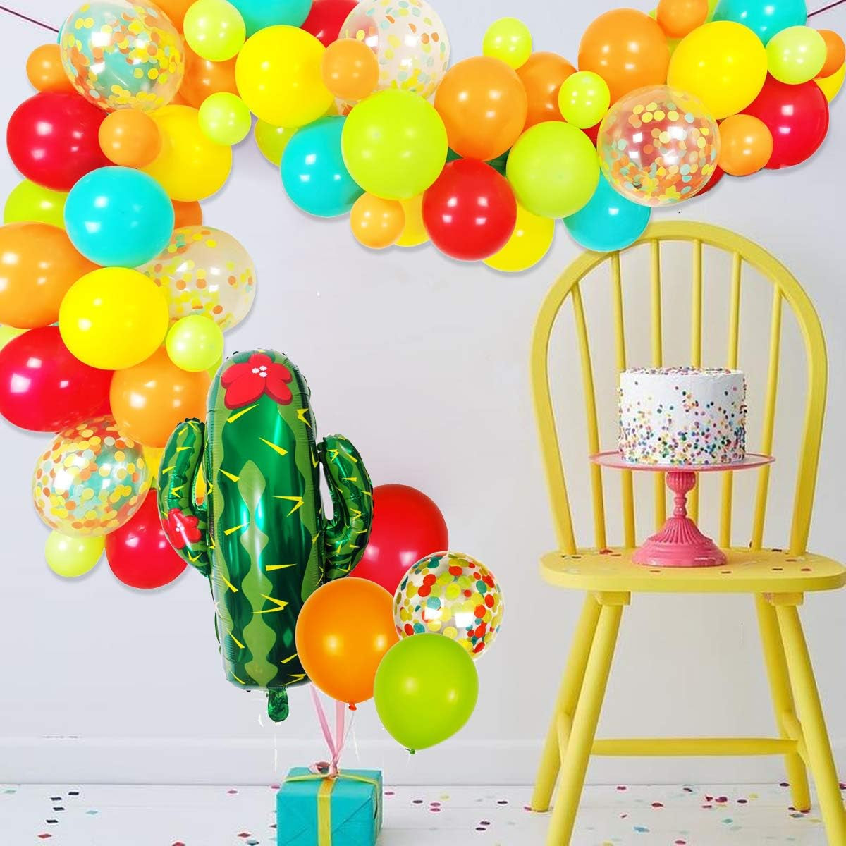 Fiesta Balloons Garland Kit Latex Balloons Balloon Arch Strip Set for Cactus Baby Shower Decorations Mexican Fiesta Party Decorations