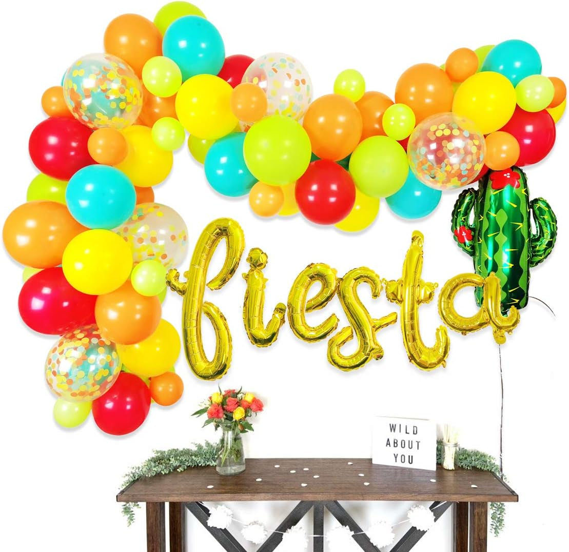 Fiesta Balloons Garland Kit Latex Balloons Balloon Arch Strip Set for Cactus Baby Shower Decorations Mexican Fiesta Party Decorations