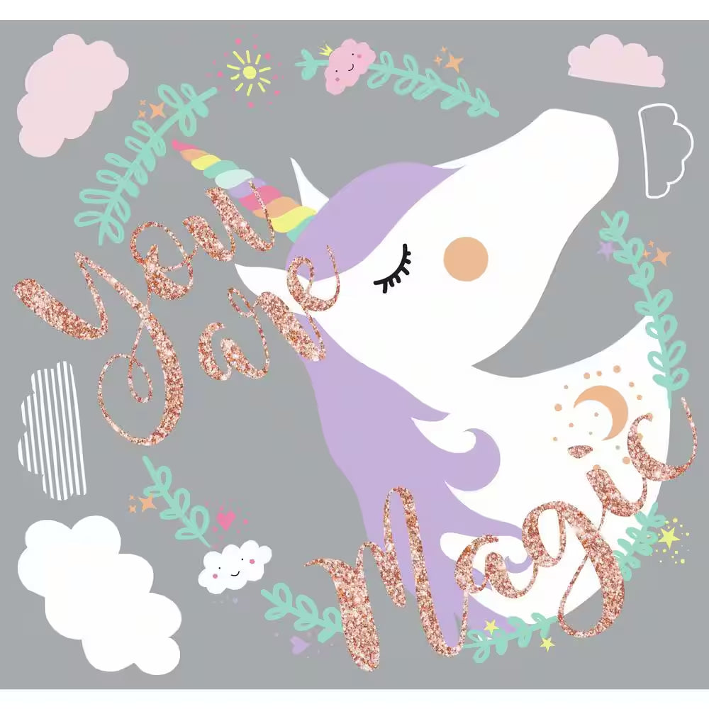 5 In. X 19 In. Unicorn Magic 6-Piece Peel and Stick Giant Wall Decals