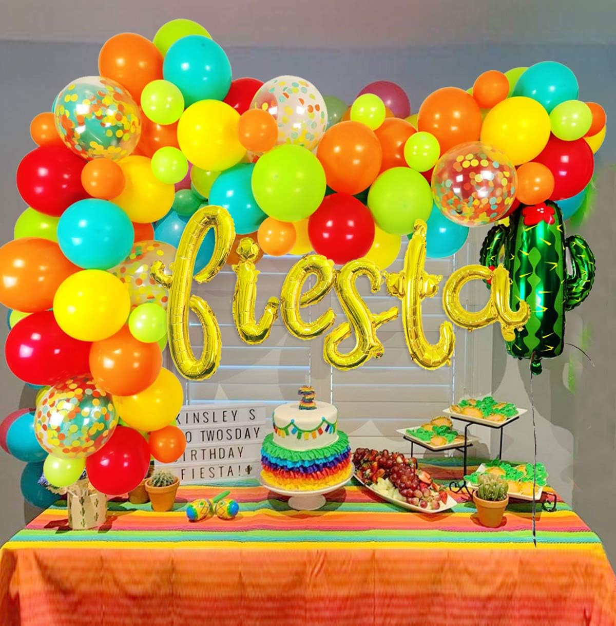 Fiesta Balloons Garland Kit Latex Balloons Balloon Arch Strip Set for Cactus Baby Shower Decorations Mexican Fiesta Party Decorations