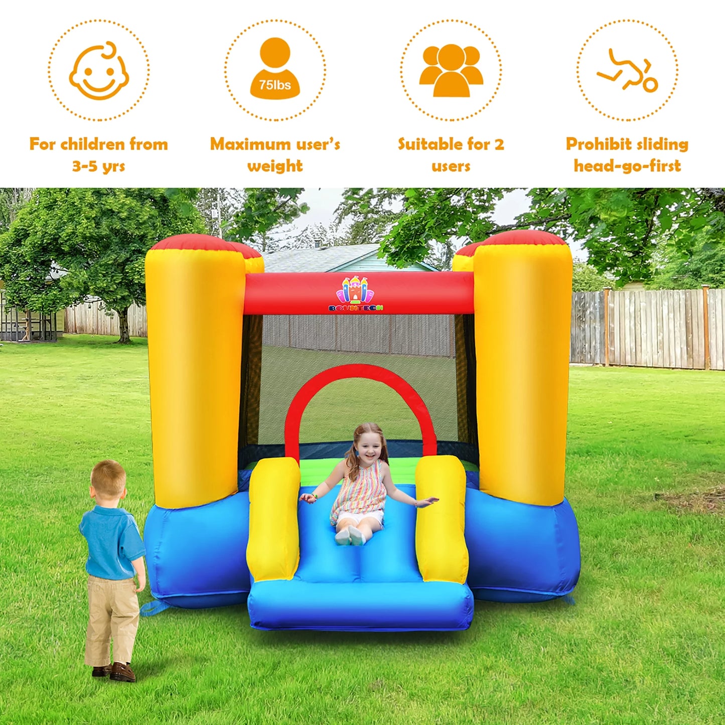 Inflatable Mighty Bounce House Castle Jumper Moonwalk Bouncer without Blower