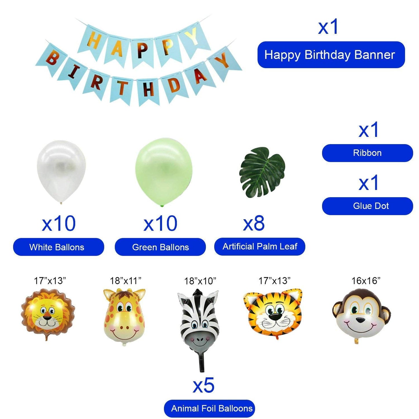 Birthday Party Decoration Balloon Set with Pump - Safari