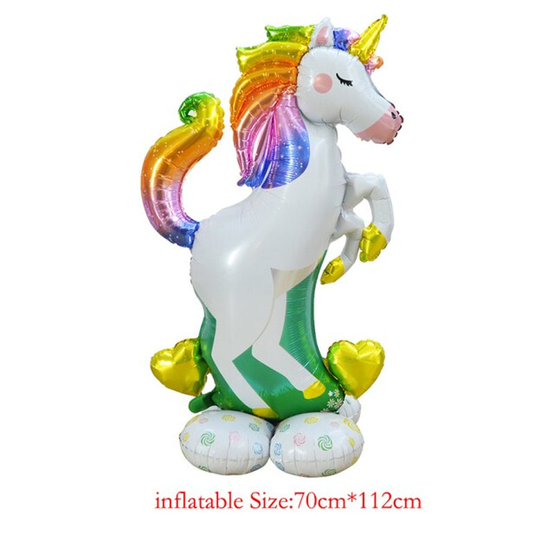 Giant Stand Unicorn Horse Foil Balloons XXL Large Stand Moon Air Balloons Good Night Globos Birthday Party Wedding Decorations