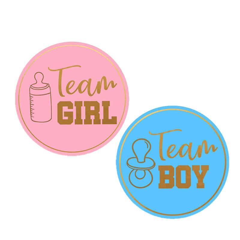 24Pcs 48Pcs Team Girl Team Boy Badge Stickers Boy or Girl Vote Ornament Mark DIY Gender Reveal Party Decorations Party Supplies
